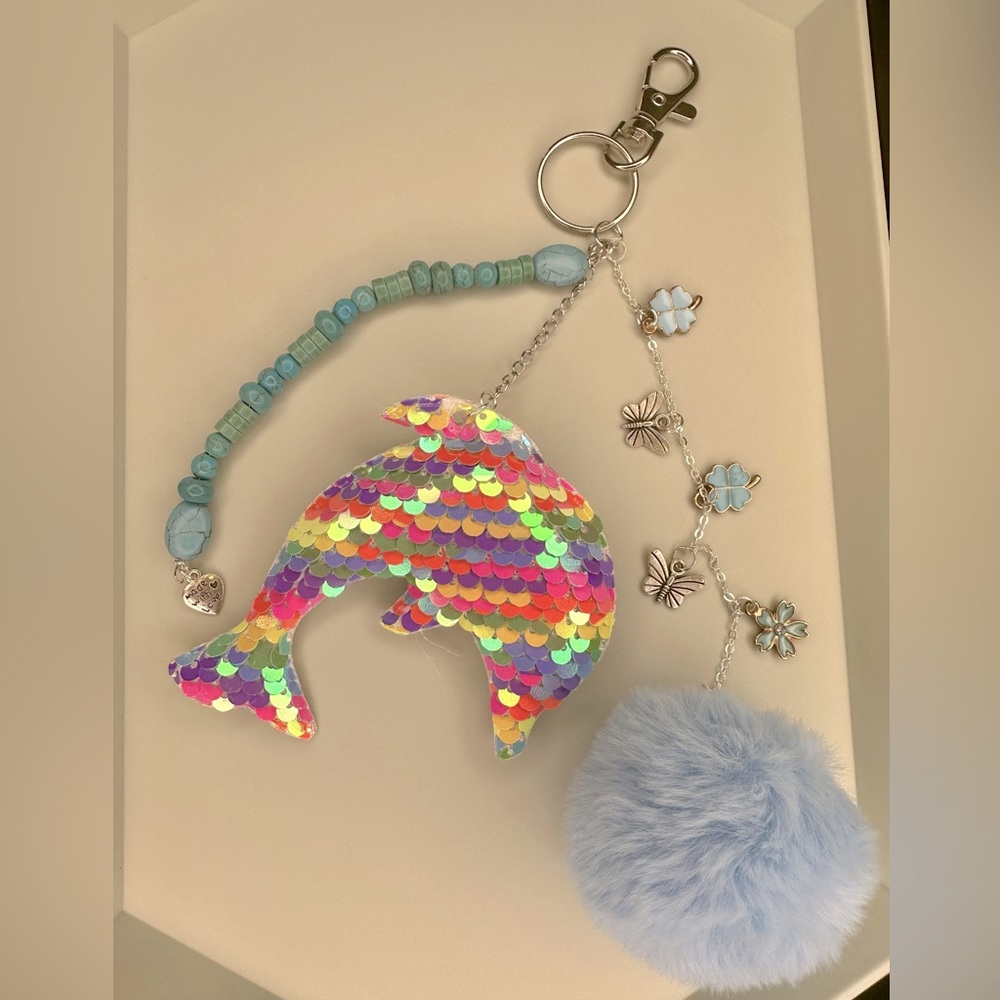 Handmade Keychain with Turquoise Crystals